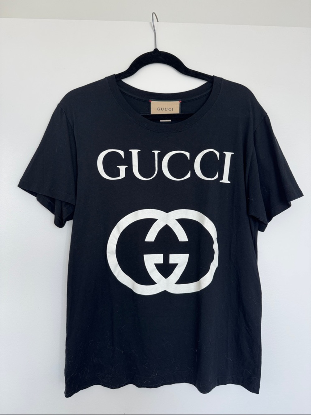 Gucci Black T-Shirt with White Logo